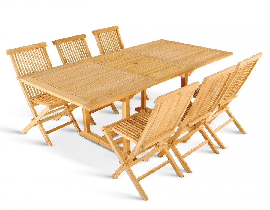 SAM® Gartenmöbel Set 7tlg Teak Gartentisch ausziehbar 150-200 cm CARACAS/MENORCA itemprop=