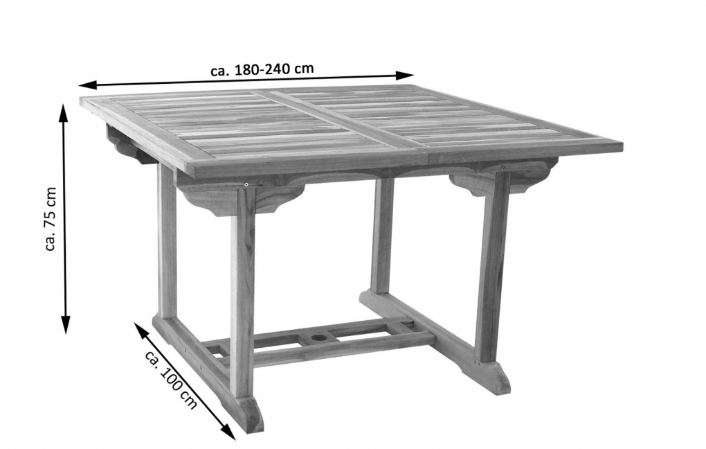 Gartenmöbel Set 4tlg mit Eckbank Teak Gartentisch ausziehbar 180-240 cm KUBA/ARUBA itemprop=