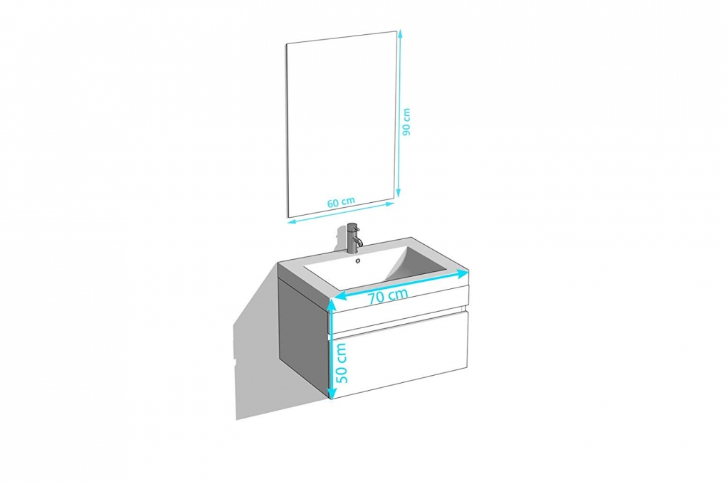 SAM® Badmöbel Set 2tlg Spiegel Waschtisch 70 cm weiß Hochglanz PARMA itemprop=