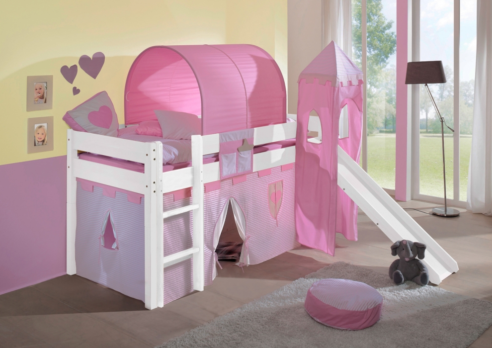 SAM® Kinder Spielbett Prinzessin I weiß gerade massiv Buche itemprop=