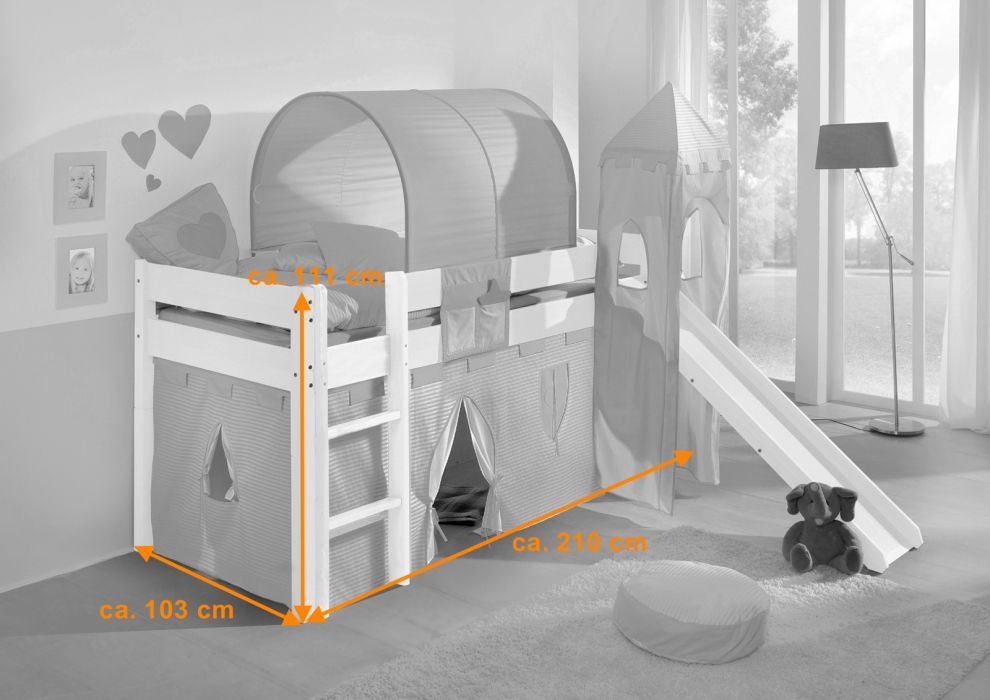 SAM® Kinder Spielbett Prinzessin I weiß gerade massiv Buche itemprop=