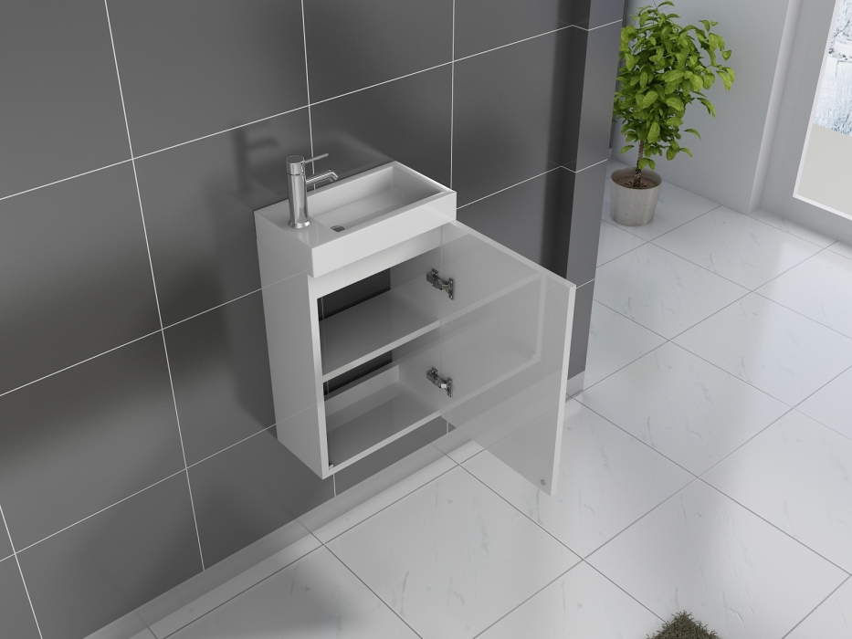 Gäste-WC Waschbecken 40 x 22 cm weiß Vega itemprop=