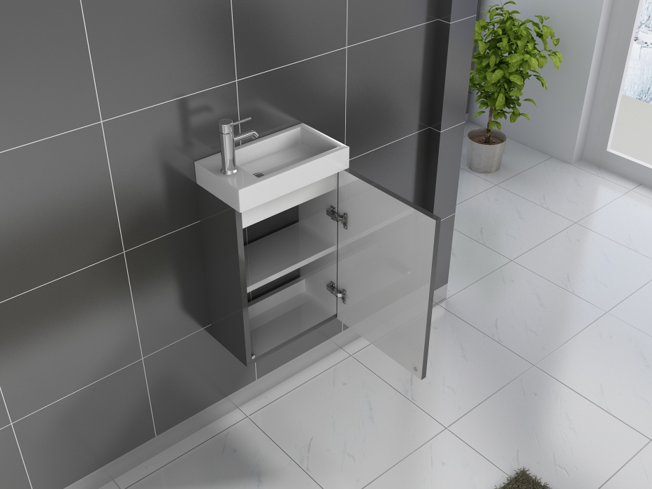 Gäste-WC Waschbecken 40 x 22 cm grau Vega itemprop=