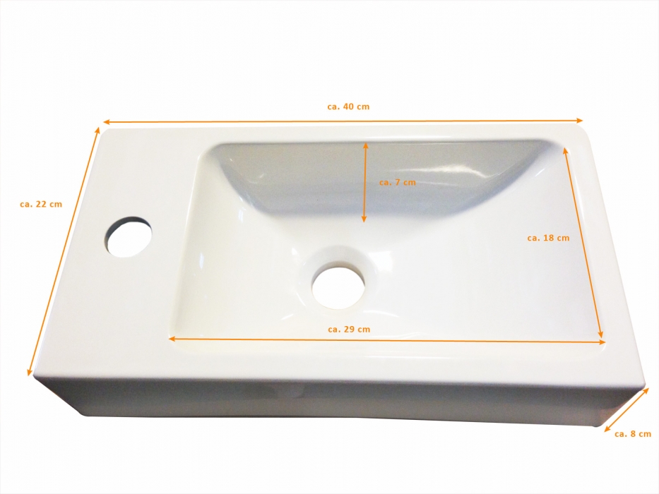 Gäste-WC Waschbecken 40 x 22 cm grau Vega itemprop=