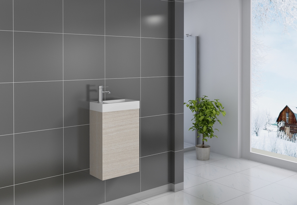 SAM® Gäste-WC Waschbecken 40 x 22 cm sonomaeiche Vega itemprop=