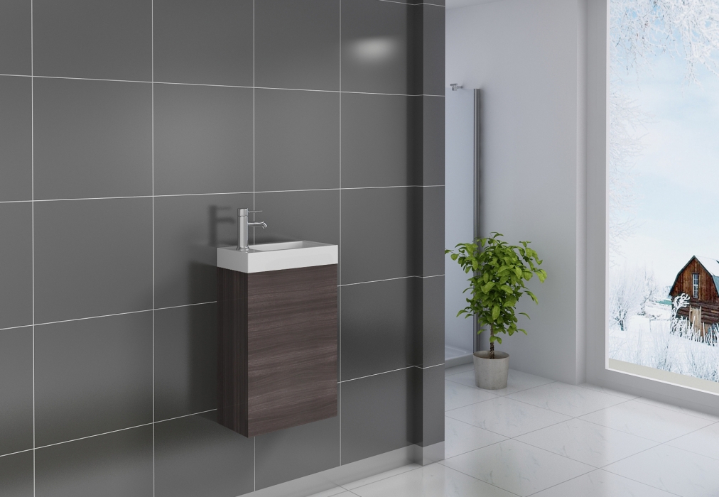 SAM® Gäste-WC Waschbecken 40 x 22 cm trüffeleiche Vega Auf Lager ! itemprop=