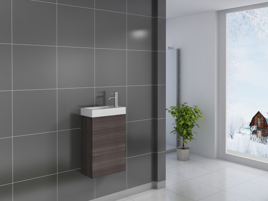 SAM® Gäste-WC Waschbecken 40 x 22 cm trüffeleiche Vega Auf Lager ! itemprop=