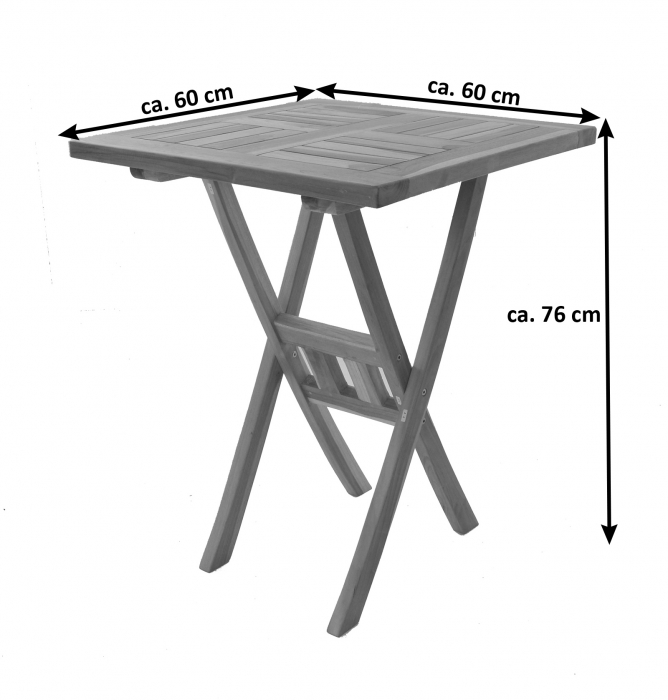 SAM® Balkonmöbel Set 3tlg Teak Klapptisch 60 x 60 cm SQUARE/MALLORCA itemprop=