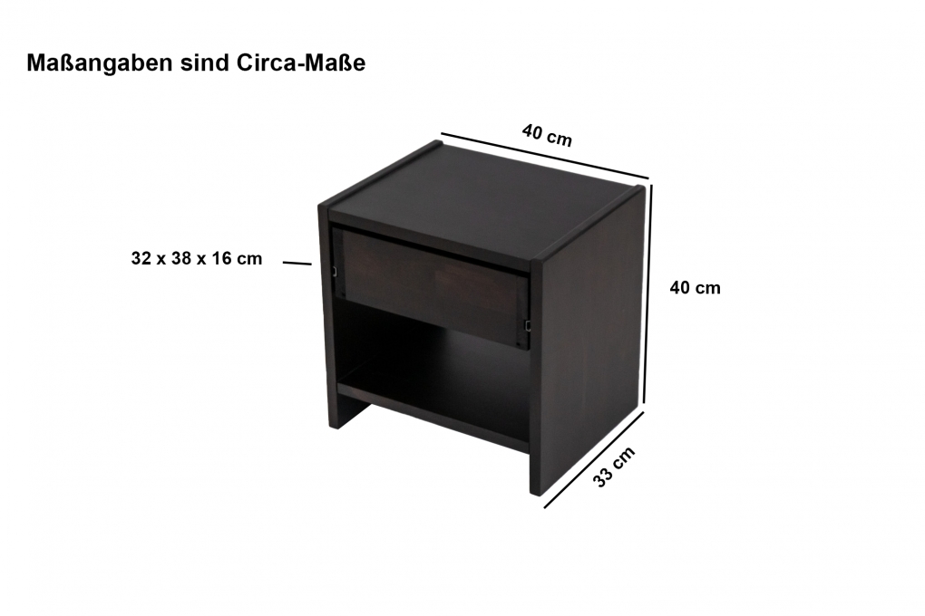 Nachttisch Holz Nachtkonsole Buche wenge 40 x 33 cm CAMPINO itemprop=