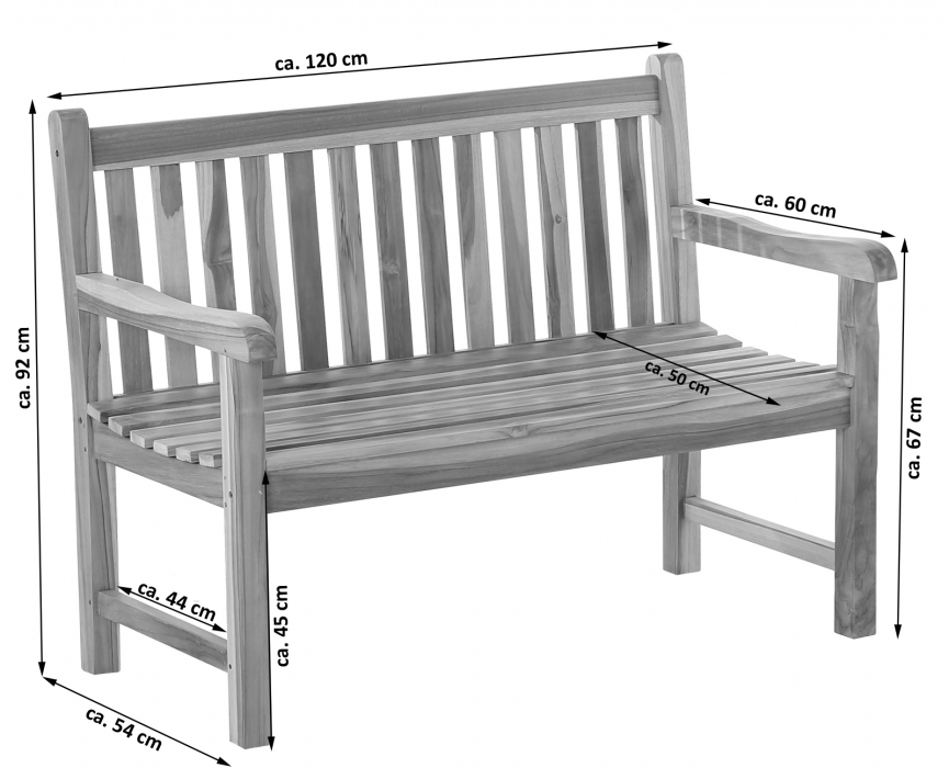 SAM® Gartenbank Teak-Holz 120 cm 2 Sitzer JAVA itemprop=