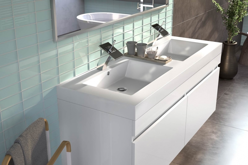 SAM® Badmöbel Set 2tlg Doppelwaschtisch 140 cm weiß Parma itemprop=