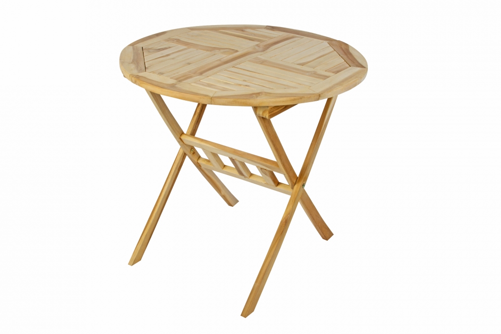 Balkontisch Teak rund klappbar 80 x 80 cm RONDO itemprop=