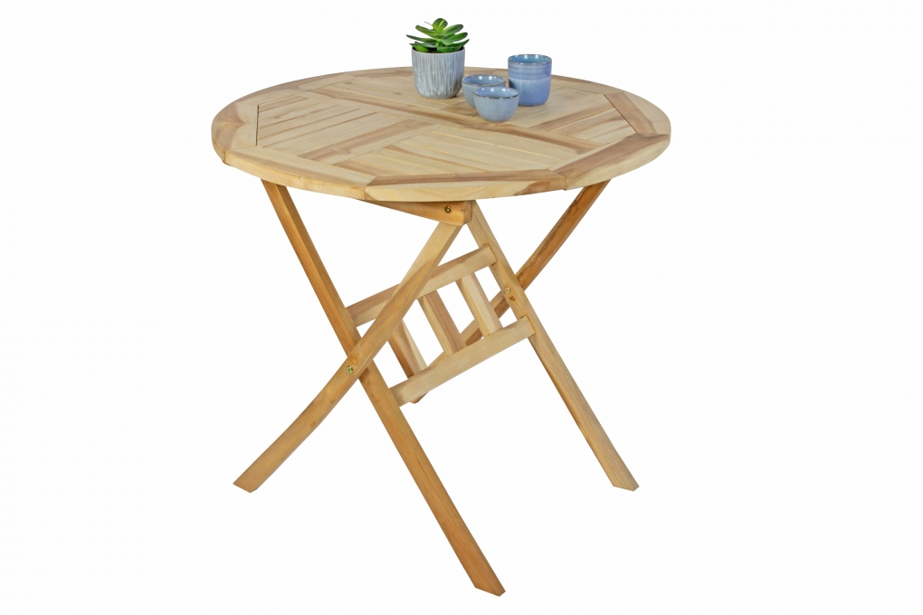 Balkontisch Teak rund klappbar 80 x 80 cm RONDO itemprop=