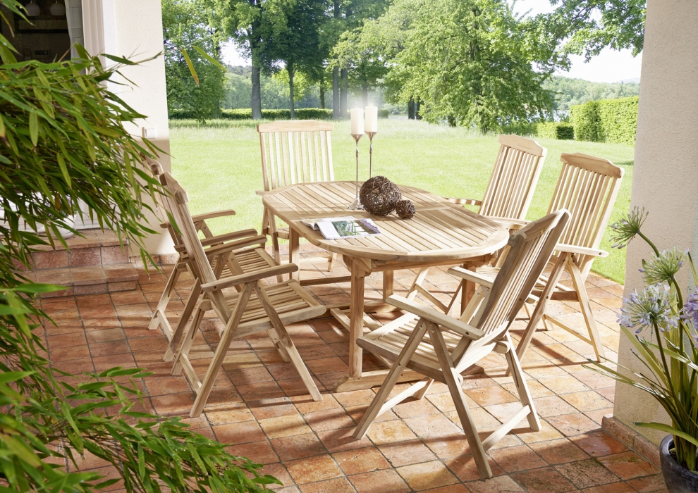 SAM® Gartenmöbel Set 7tlg Teak Gartentisch ausziehbar 180-240 cm ARUBA itemprop=