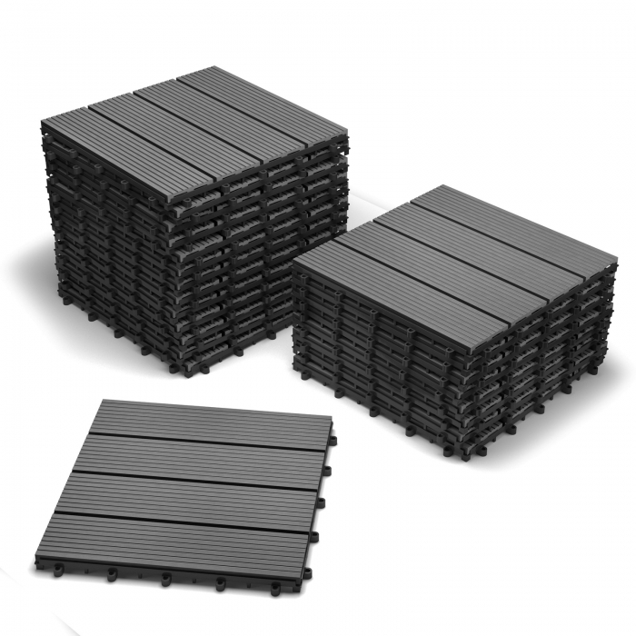 Terrassenfliesen WPC anthrazit 2 m ² Stecksystem 22 Stück Roma itemprop=