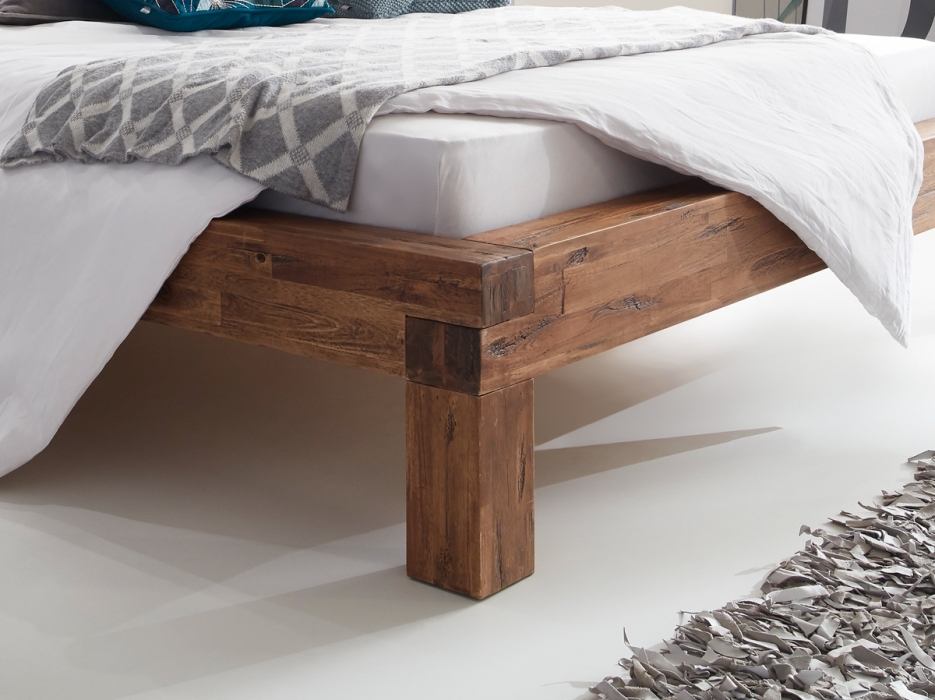  Balkenbett Massivholz 200 x 200 cm Akazie DAVID itemprop=