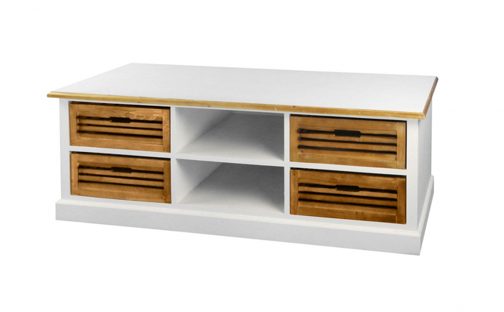 Lowboard weiß 150x43 cm Paulowniaholz TV-Board PARIS II  itemprop=