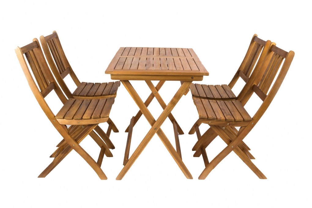 Balkonmöbel Set 5tlg Akazie Klapptisch 80 x 60 cm SKARA/BLOOM itemprop=
