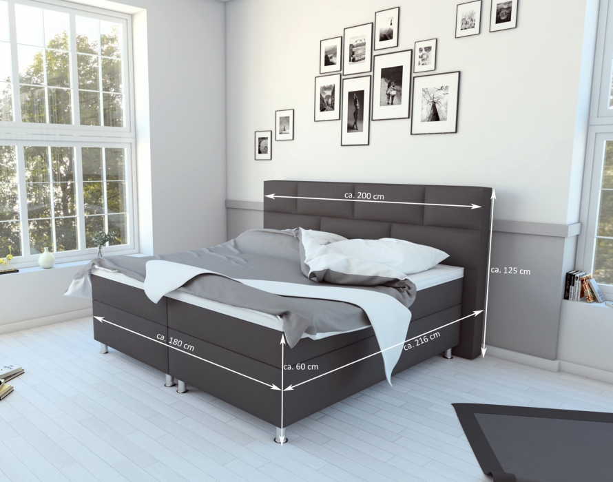 Boxspringbett Hotelbett 180 x 200 cm Stoff grau OLIVIA itemprop=