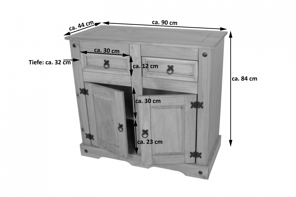 SAM® Sideboard Kommode 92 x 84 x 44 cm Kiefer massiv natur MEXICO itemprop=