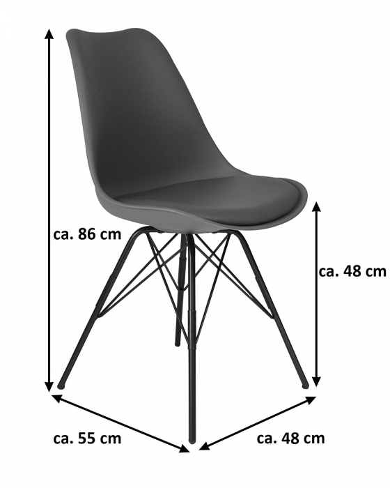 Esszimmerstuhl Schalenstuhl grau Metallfüße schwarz LEKUES itemprop=