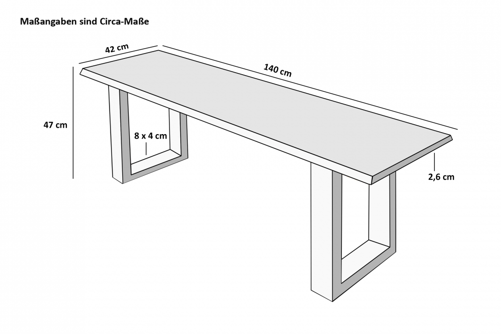 SAM® Sitzbank Baumkante 140 cm Cognac massiv Akazie schwarz ESRA itemprop=