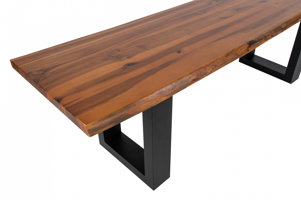 Sitzbank Baumkante 120 cm Cognac massiv Akazie schwarz ESRA itemprop=