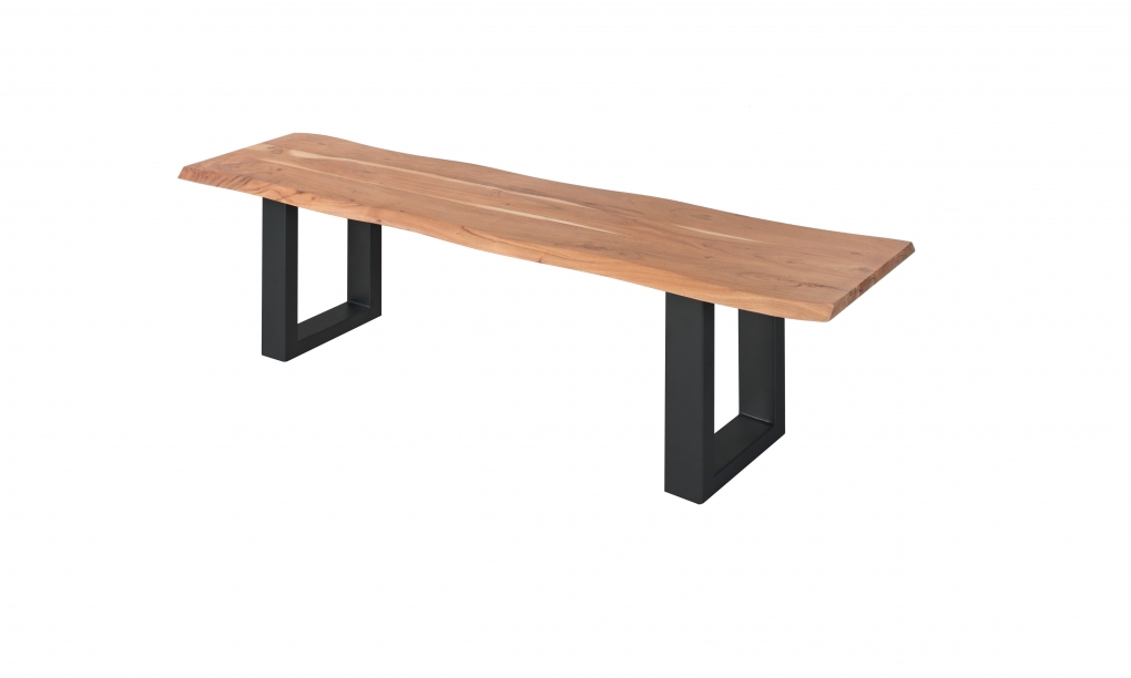  Sitzbank Baumkante 180 cm natur massiv Akazie schwarz itemprop=