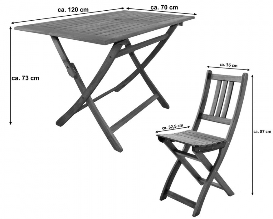 SAM® Balkonmöbel Set 5tlg Akazie Klapptisch 120 x 70 cm CALEA/BLOOM itemprop=