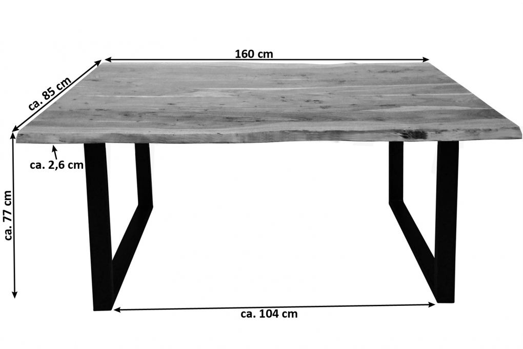 SIT 07198-99-Z Esstisch Baumkante massiv Akazie natur 160 x 85 schwarz itemprop=