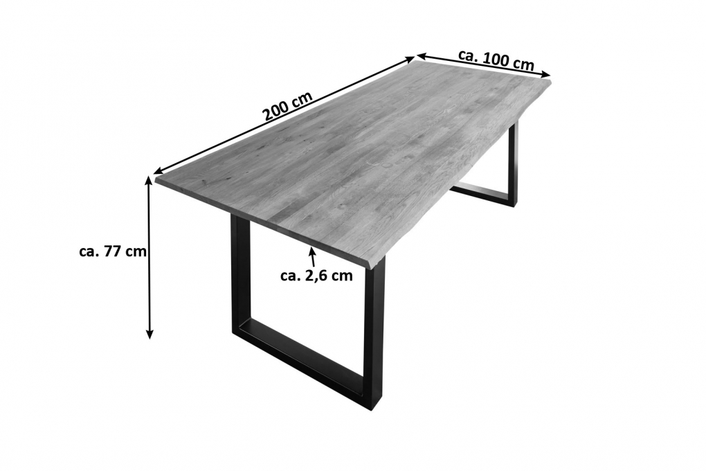  Esstisch Baumkante Massiv Wildeiche 200 x 100 schwarz SESSA itemprop=