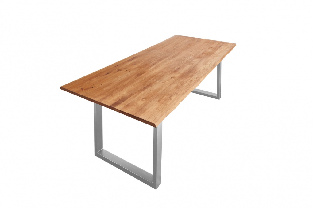  Esstisch Baumkante Massiv Wildeiche 220 x 100 silber grau SESSA itemprop=