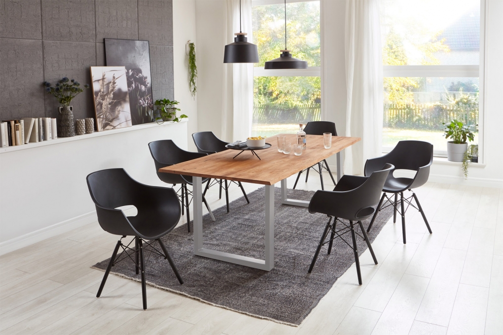 Esstisch Baumkante Massiv Wildeiche 220 x 100 silber grau SESSA itemprop=
