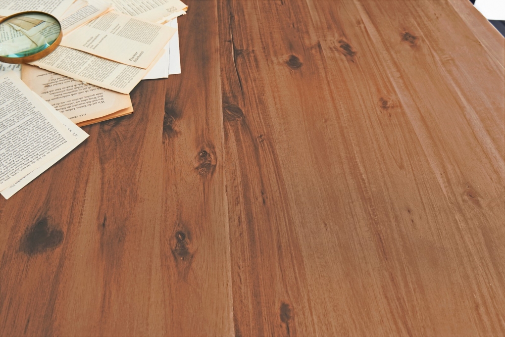 Esstisch Baumkante massiv Akazie natur 300 x 100 schwarz MILO itemprop=
