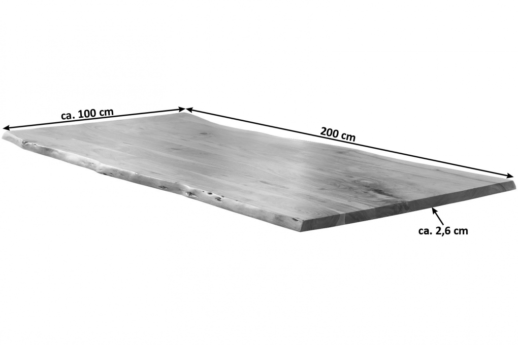 SAM® Tischplatte Baumkante Akazie Natur 200 x 100 cm NOAH itemprop=