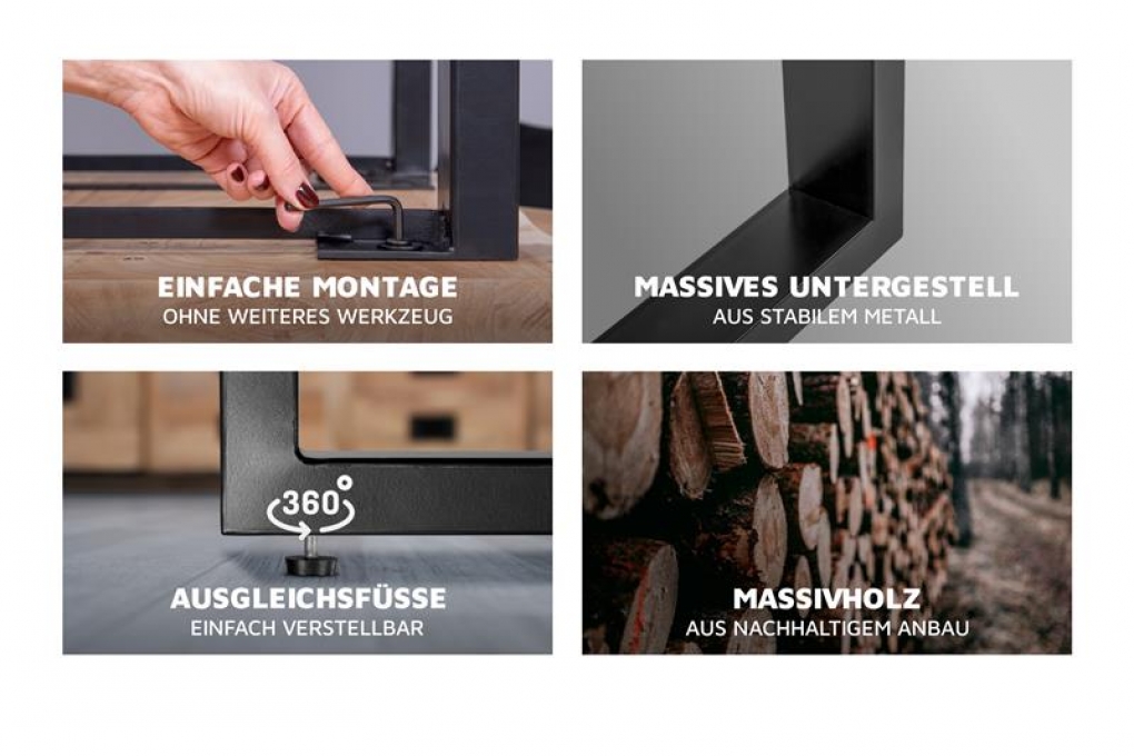  Esstisch Baumkante massiv Akazie natur 240 x 100 schwarz LIAM itemprop=