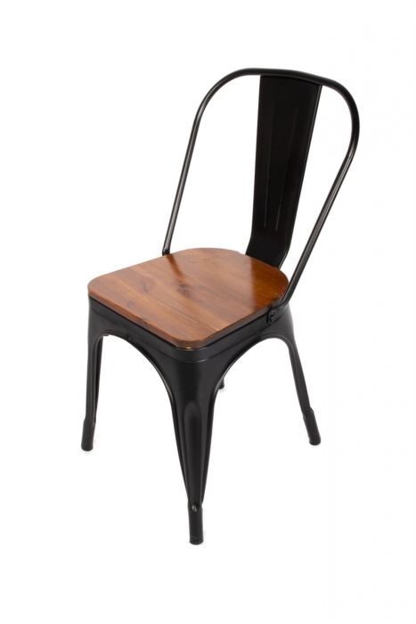 SAM® Esszimmerstuhl Metallstuhl stapelbar schwarz matt Sitz Pinienholz LINA itemprop=