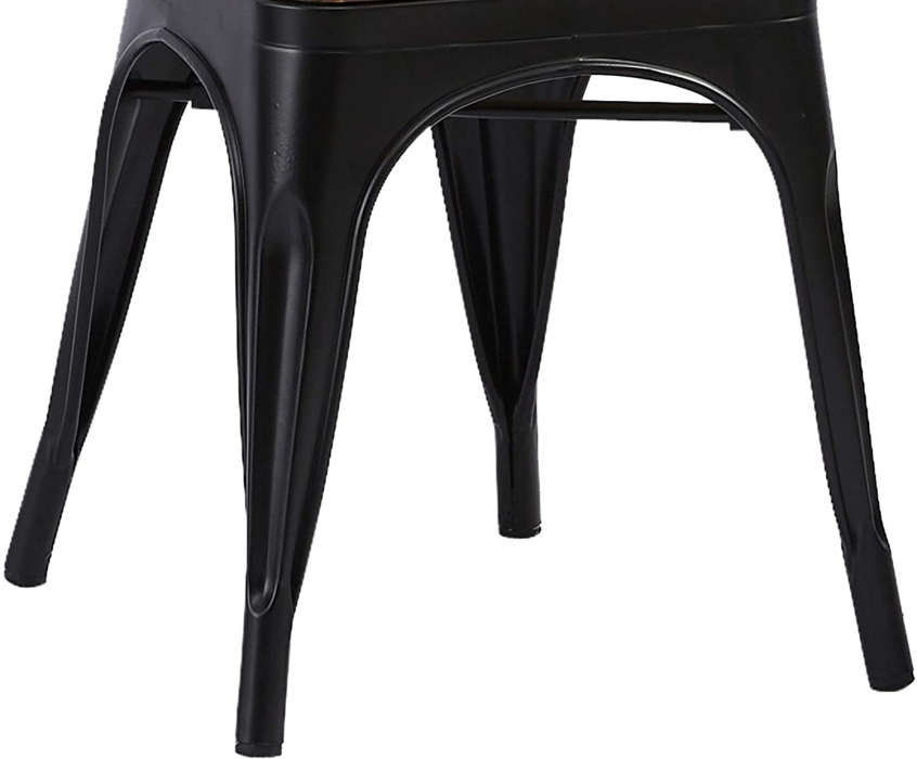 SAM® Esszimmerstuhl Metallstuhl stapelbar schwarz matt Sitz Pinienholz LINA itemprop=