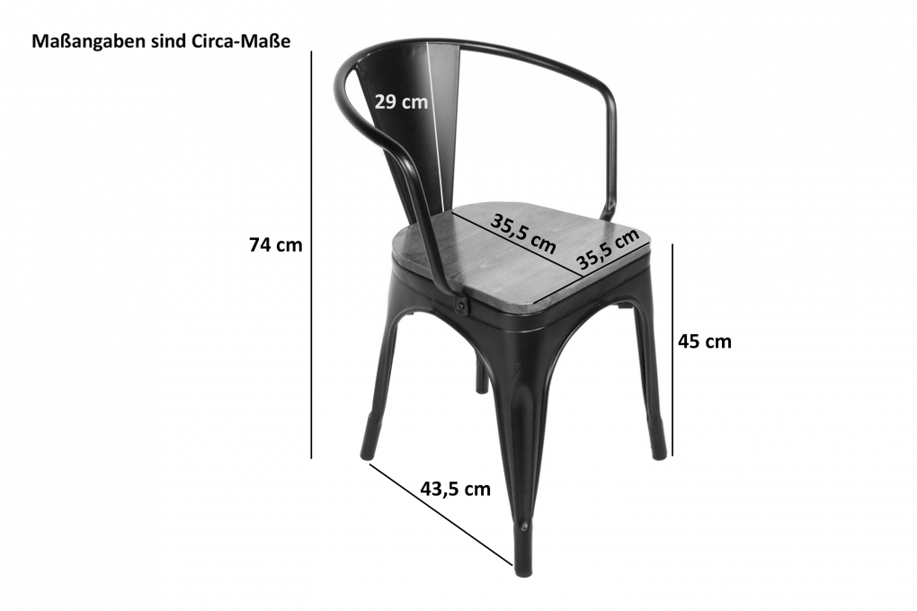 SAM® Esszimmerstuhl Metallstuhl stapelbar schwarz matt Sitz Pinienholz LENA itemprop=