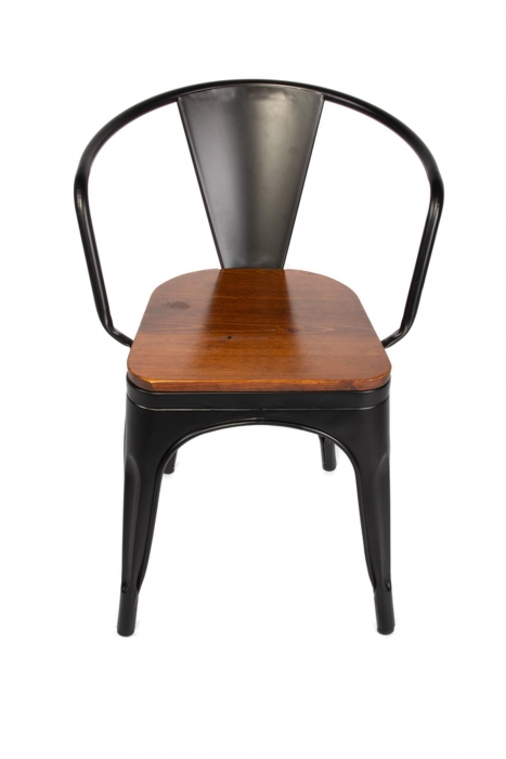 SAM® Esszimmerstuhl Metallstuhl stapelbar schwarz matt Sitz Pinienholz LENA itemprop=
