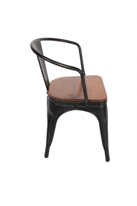 SAM® Esszimmerstuhl Metallstuhl stapelbar schwarz matt Sitz Pinienholz LENA itemprop=