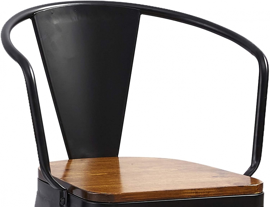 SAM® Esszimmerstuhl Metallstuhl stapelbar schwarz matt Sitz Pinienholz LENA itemprop=