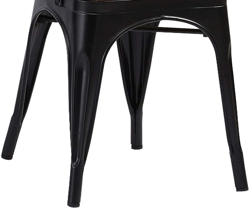 SAM® Esszimmerstuhl Metallstuhl stapelbar schwarz matt Sitz Pinienholz LENA itemprop=