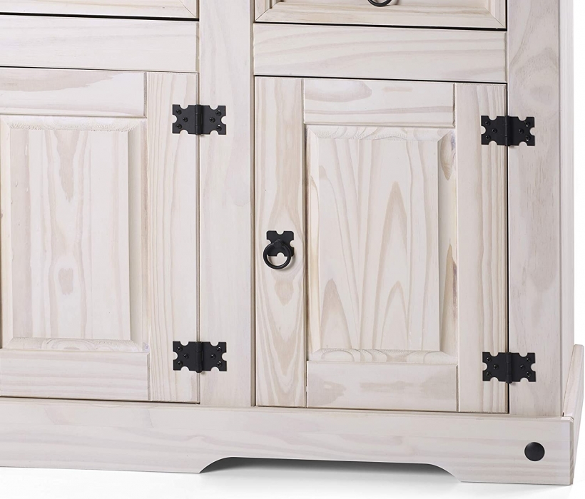 SAM® Sideboard Kommode 91,5 x 83,5 x 43 cm Pinienholz weiß grau lasiert MEXICO itemprop=