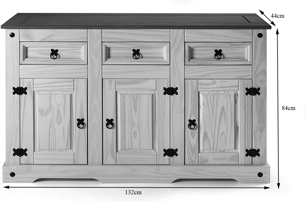 SAM® Sideboard Kommode 132 x 84 x 44 cm Pinienholz weiß grau lasiert MEXICO itemprop=