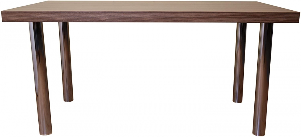 Holztisch 160 x 90 cm Holz-Dekor Eiche Dunkel, runde Metallbeine SOUND itemprop=