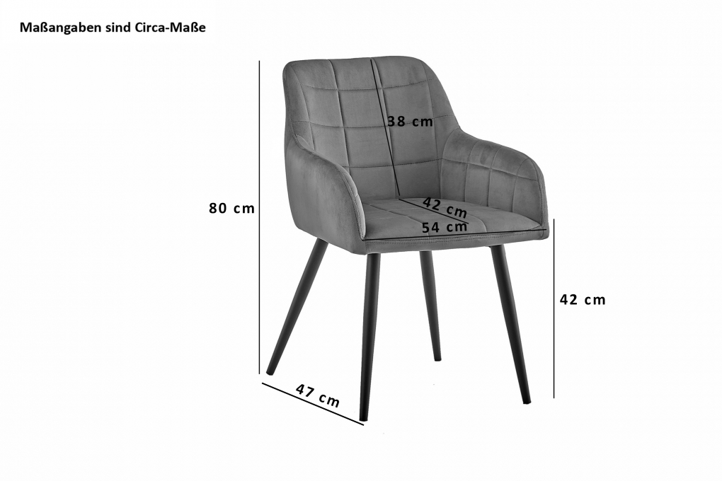  Esszimmer Armlehnstuhl Samt anthrazit schwarz Metallbeine LARS itemprop=