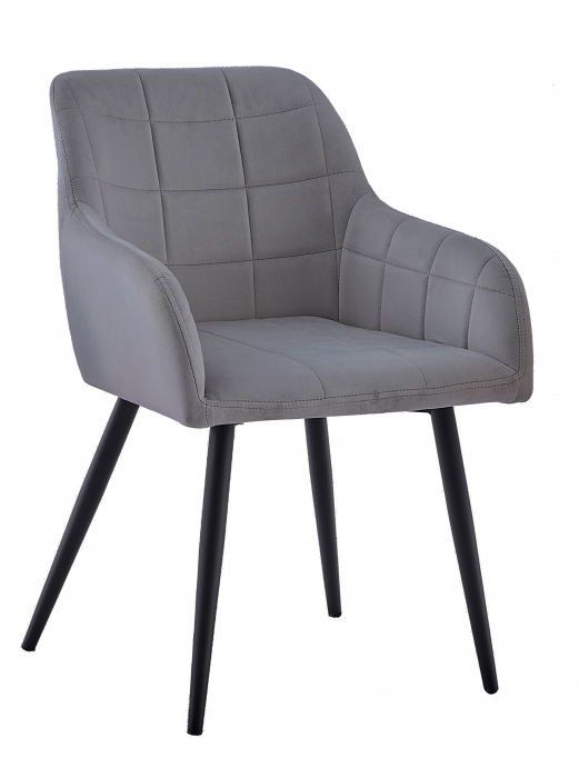 SAM® Esszimmer Armlehnstuhl Samt grau schwarz Metallbeine LARS itemprop=