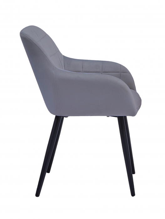 SAM® Esszimmer Armlehnstuhl Samt grau schwarz Metallbeine LARS itemprop=
