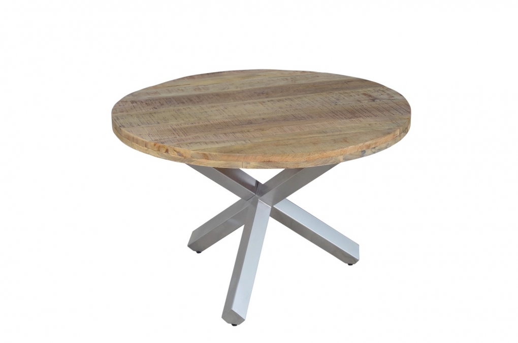 Esszimmertisch rund 130 cm Mangoholz Natur Silber RUNIS itemprop=